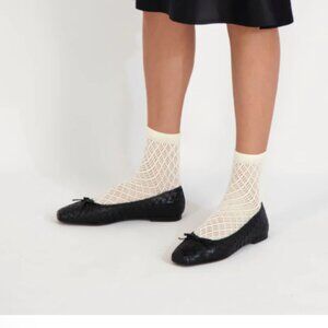 NEW BERNARDO Made In Brazil Leather Gwynn Woven Ballet Flats in black 725 6j3